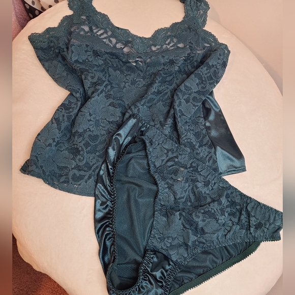 Rare VTG Victoria's Secret Second Skin Satin & Lace Cami/ Panty Set Size Lg - Picture 5 of 8